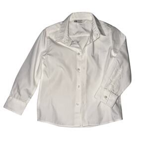 H&M Boys White Long Sleeve Button-Up Shirt – Size 4-5Y
